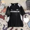 Camiseta de manga corta estilo high street americano para hombre, nueva marca de moda de verano, mangas raglán con bloques de color, camiseta holgada de media manga, ropa para hombre
