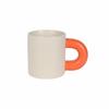 Taza de cerámica de color contrastante con asa gruesa, taza de cerámica con esmalte de color para pareja, taza de cerámica regordeta con asa grande, taza de desayuno