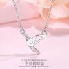 Colar de Origami Tsuru Estilo Japonês e Coreano Feminino Prata Esterlina Tendência Celebridade da Internet Corrente de Ouro Rosa 925 ins Estilo Simples Novo Joia Feminina
