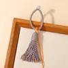 Anillo Hebilla de Hilo de Algodón Estilo Tibetano Colorido Llavero Hecho a Mano DIY Colgante de Borla para Abanico Plegable Hanfu