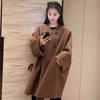 2025 Otoño e Invierno Retro Chaqueta Exterior de Lana de Doble Cara para Mujer Diseño Holgado Estilo Coreano Pequeño Elegante Nuevo Exterior
