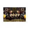 Fundo transfronteiriço novo 2027 para evento de festa de Ano Novo decoração de parede sessão de fotos tecido para pendurar