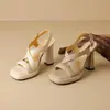 Zapatos de tacón alto plataforma con tiras cruzadas y tacón grueso Chuyuji de 10 cm, sandalias de verano abiertas en la punta para aumentar la altura en personas bajitas