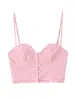Ropa de Mujer Transfronteriza 2026 Llegadas de Verano Nueva Europea y Americana Sexy Espalda Descubierta Cuello Corazón Cuadros Pequeños Top Corto 3067/067