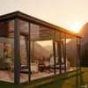 Solário Personalizado de Liga de Alumínio para Villa, Cobertura de Jardim com Vidro de Segurança Laminado, Estufa de Vidro, Anti-Tufão, Transmissor de Luz e Resistente ao Vento