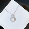 Colgante de plata de ley S925 con tapa trasera de Seiko, con forma de huevo y lazo para mujer, con calcedonia natural, ágata blanca, pequeño libro rojo, explosiones, venta al por mayor