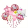 10 Piezas Globo Hello Kitty Dibujo Animado Globo Lindo Globo con Lentejuelas Globo Macarrón Globo de Látex Paquete para Fiesta Temática