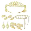 Venta Caliente Transfronteriza Conjunto de Brazalete y Diadema de Hoja de Moda Europea y Americana Conjunto de Accesorios para el Cabello de Hoja Dorada para Novia