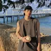 Chaleco Deportivo de Color Sólido para Hombre Verano Talla Extra Holgado Fitness Chaleco Popular en Internet Casual Moderno Camiseta sin Mangas