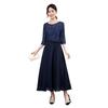Vestido Elegante 2026 Novo Verão Emagrecedor Preto Manga Média Cintura Alta Estilo Hepburn Nicho Comprimento Médio Vestido de Noite