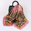 Lenço de Seda com Padrão Paisley Clássico Europeu e Americano para Mulheres, Lenço de Cabeça Versátil da Moda em Seda Sintética, Lenço Quadrado de 90cm, Atacado Transfronteiriço