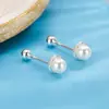 Nuevos Pendientes de Perla y Flor con Cierre de Rosca para Implante Coclear Moda Versátil Dulces Delicados Diarios Pequeños Accesorios de Pendientes para Mujer