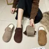 Pantuflas tipo Birkenstock de suela gruesa, forradas de felpa, de punta cerrada para mujer, aptas para usar en exteriores, nueva colección otoño/invierno 2026, pantuflas peludas sin cordones, pantuflas de algodón para mujer