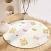 Tapete de Chão Redondo Fofo de Desenho Animado Imitação de Caxemira, Tapete Absorvente, Tapete Decorativo para Sala de Estar, Quarto, Cabeceira de Cama, Tapete de Pé Resistente ao Desgaste