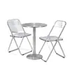 Mesa Redonda Pequena Simples Estilo Industrial de Luxo Conjunto de Mesa e Cadeira de Aço Inoxidável para Bar de Internet Celebridade Comercial Lazer Loja de Chá com Leite Café