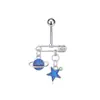 Piercing Transfronteiriço Série Azul de Aço Inoxidável Anel de Umbigo Pingente Olho do Diabo Anel de Umbigo Zircônia Micro-Incravada Joia de Piercing