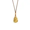 Collar de Cuerda Trenzada con Colgante de Calabaza Giratoria de Escritura Sagrada en Plata de Ley S925 para Mujer, Nuevo Estilo Chino Calabaza Giratoria Colgante Cadena Versátil para Suéter