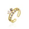 Anillo Aogu INS red cobre micro-incrustado 18K chapado en circonita geométrico amor anillo abierto femenino suministro transfronterizo