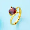 Anéis Vietnamitas Banhados a Ouro Atacado com Pedras Coloridas, Anéis Femininos de Zircônia Banhados a Ouro, Joias de Ouro Luxuosas da Moda