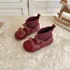 Botas Nuevas para Niños Primavera y Otoño 2026 Lindos Cuadros Lazo Botas Tipo Calcetín Niña Pequeña Niña Bebé Suela Suave Elegantes Botas de Piel