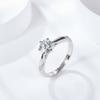 Anillo Clásico de Moissanita Hexagrama de 1 Quilate y 6.5 mm Que Pasa la Prueba del Diamante, Plata S925 Chapada en Oro de 18 Quilates, Anillo de Boda para Mujer