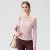 Ropa de Yoga para Mujer 2025 Nuevo Diseño Otoño e Invierno Hombros Descubiertos Manga Larga Top Deportivo para Ciclismo Traje de Pilates Fitness