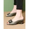 Sandalias de verano para mujer de comercio exterior transfronterizo, modelo nuevo 2026 para combinar con faldas, sandalias de verano de estilo francés con tacón grueso sin cordones para mujer