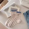 Calcetines Mekki de Primavera y Verano para Mujer Nuevo Oso de Malla Bordado Calcetines de Media Caña para Mujer Modernos Simples Versátiles Calcetines de Rizo