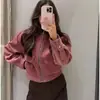 Comércio Exterior Atacado Moda Casual Europeia e Americana Patchwork de Veludo Cotelê Gola de Couro Jaqueta para Mulheres Outono e Inverno 2026 Primavera e Outono