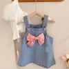 1-7 anos de idade bebê menina pequenas asas princesa suspender saia feminina bebê primavera vestir estilo coreano menina elegante sling saia jeans