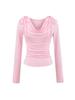 Nova Camiseta Elegante com Laço Versátil de Manga Longa para Meninas Descoladas, Corte Justo, Pura Sedução, Blusa de Uma Alça