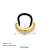 Dazan Moda Nova Ins Europeia e Americana Corda de Couro Preto de Aço Inoxidável 18K Elástico de Cabelo Acessório para Rabo de Cavalo Corda de Cabelo Geométrica Dourada
