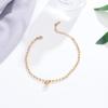Nuevo tobillera de acero titanio color oro rosa, cuentas redondas, frijoles dorados pequeños, tobillera simple, tendencia de moda, joyería para el pie de mujer, venta al por mayor