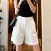 Shorts de Traje de Lino con Cintura 3D + Dobladillo Interior Estilo Old Money para Mujer, Nuevo Modelo de Verano, Pantalones Rectos de Lyocell Tencel