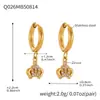 Joias Europeias e Americanas Omaca Brincos em Aço Inoxidável com Formato de Coroa em U Incrustados com Zircônia Banhados a Ouro Real 18K Brincos da Moda Que Não Desbotam