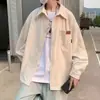 Outono Primavera Preto BF Veludo Cotelê Manga Longa Camisa Masculina Retrô Casual Solta Estilo Estudante Americano Hong Kong Marca Tendência