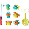 Set de Pesca Infantil Transfronterizo del Sudeste Asiático Juguetes Educativos con Caña de Pescar, Red para Peces, Varios Peces Marinos y Juguetes para el Agua en Empaque de Ampolla