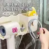 Estante de almacenamiento para baño, estante de pared sin taladro, soporte para secador de pelo con ganchos, impermeable y a prueba de humedad