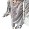 Sudadera de Punto Negra para Hombre, Estilo Americano Otoñal, Chic Perezoso, Sensación de Alta Gama, Estilo Old Money, Hombro Normal, Camiseta de Manga Larga