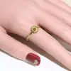 Anillo Abierto Vintage Color Dorado con Piedra Natural Ojo de Tigre, Anillo Cerrado de Acero Inoxidable que No se Desvanece, Joyería de Moda para Mujer
