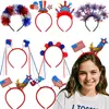 Diadema Día Nacional de EE. UU. Diadema con Bandera de EE. UU. y Cabeza de Águila Decoraciones del Día de la Independencia Fiesta para Adultos y Niños Tocado de Tiras de Colores