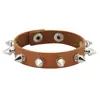 Pulsera de Cuero con Remaches de Personalidad Tendencia Punk Europea y Americana Pulsera de Acero Inoxidable con Broche de Presión Rock Gótico