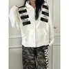Sudadera con capucha estampada con parche de letra estilo americano para hombre y mujer, silueta de alta gama, chaqueta cárdigan de hombro recto