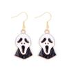 Aretes de serie de Halloween al por mayor del fabricante, aterradores y divertidos, fantasma, murciélago, araña, aretes de calavera