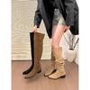 ¡Belleza de Piernas de Principios de Otoño! Botas Retro de Ante de Doble Uso con Tacón Grueso y Caña Alta para Mujer en Otoño e Invierno, Botas Altas de Aspecto Adelgazante de Gama Alta