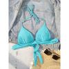 2026 Verano Estilo Europeo y Americano Cuello Halter Nuevo Sexy Color Sólido Bikini Traje de Baño Bikini de Dos Piezas para Mujer Parte Superior