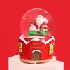 Caixa de música de bola de cristal de Natal com luzes coloridas e neve automática, um item decorativo para vitrines de shoppings, e um presente