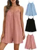 Exclusivo transfronteiriço para Moda Feminina de Verão da Amazon Alças Finas Macacão Curto Solto Emagrecedor Estilo Férias Cor Sólida Calça Wide Leg