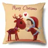 Juego de Fundas de Almohada Transfronterizas para Navidad Europea y Americana, Funda para Cojín de Sofá de Sala de Estar, Funda para Almohada de Cintura con Reno Papá Noel Árbol, Suministro de Fábrica