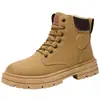 Botas de Trabalho Masculinas Estilo Novo Inverno 2025 Botas Martin de Couro Versáteis com Forro de Lã, Sapatos Casuais Tendência Quentes de Solado Grosso